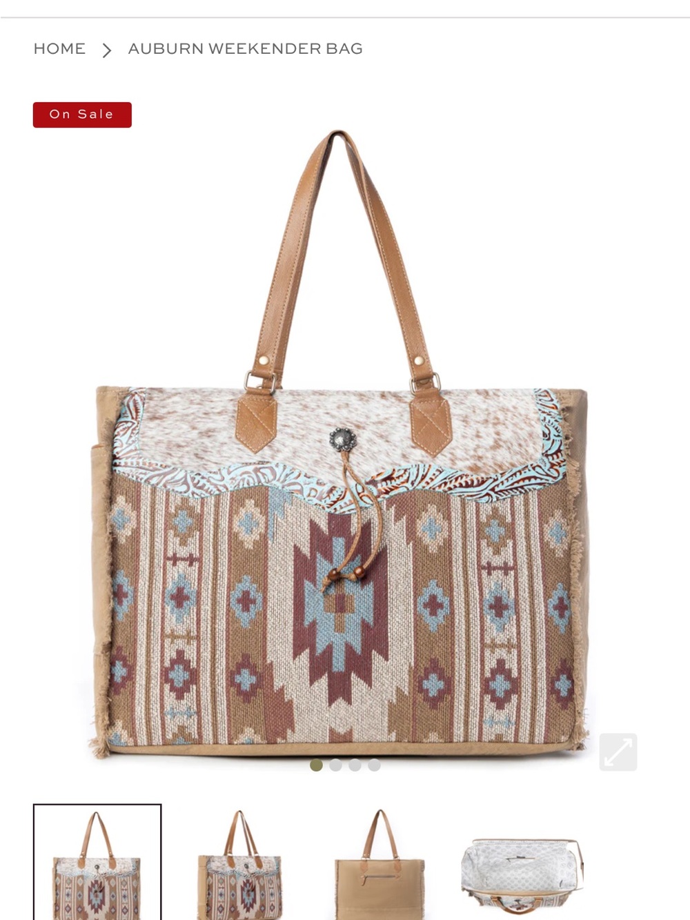 Myra Bag Tan & Turquoise Southwestern Tote
